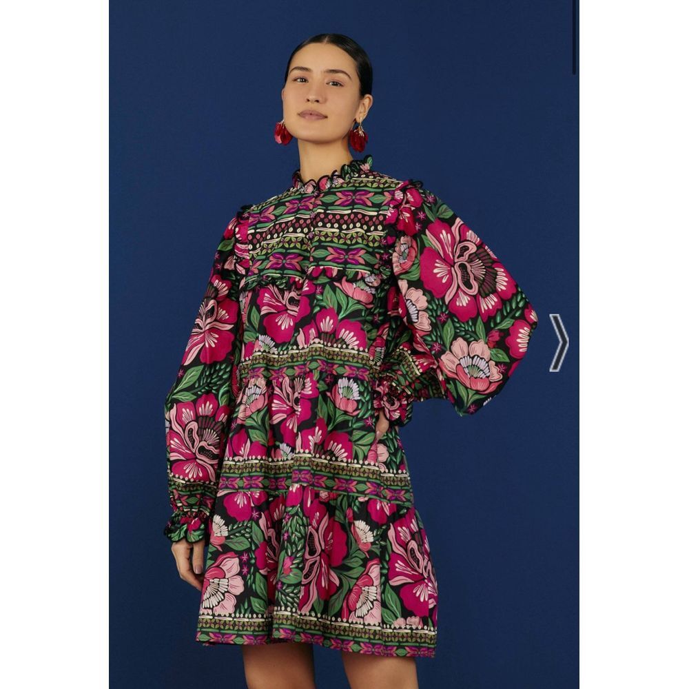 Farm Rio XS Flower Garden Mini Dress in Organic-cotton